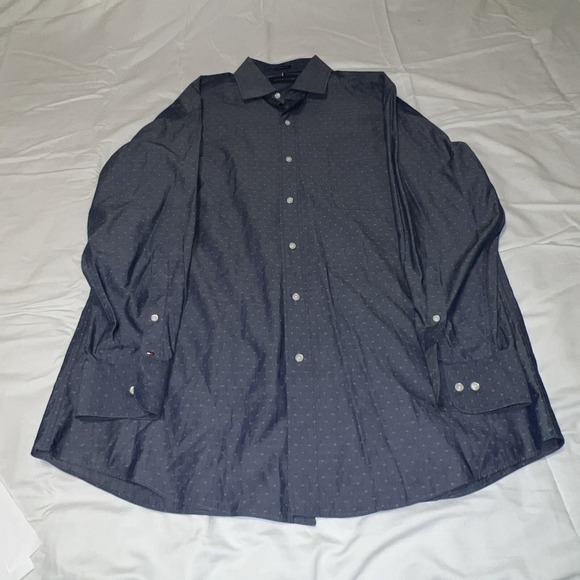 Tommy Hilfiger‎ Men's Black Blue Large Classic Fit Button Down Long Sleeve Shirt - Picture 1 of 7